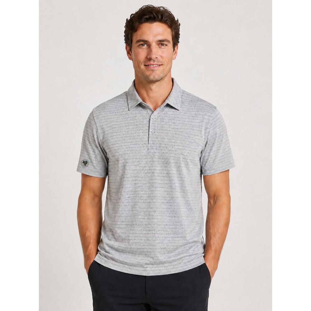 Travis Mathew Golf Polo Shirt Mens S Gray Dot Stretch Short Sleeve Country Club